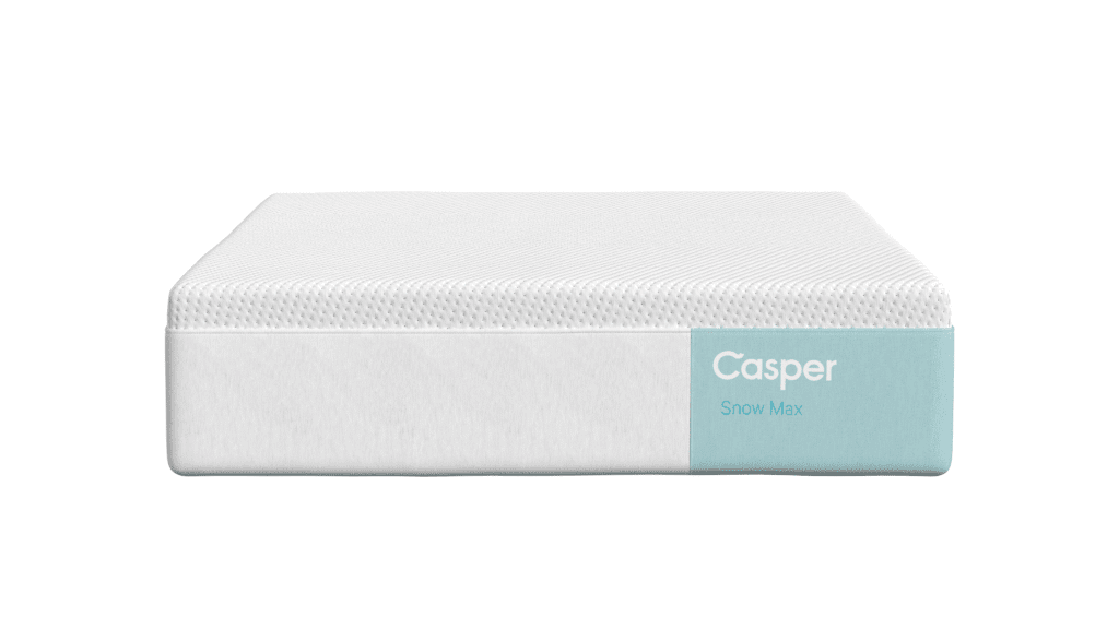 Casper Snow Max mattress featuring a sleek white design and prominent branding, highlighting premium sleep solutions available at Boise Mattress.