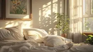 Comfortable pillow on a bed designed for better sleep and neck support