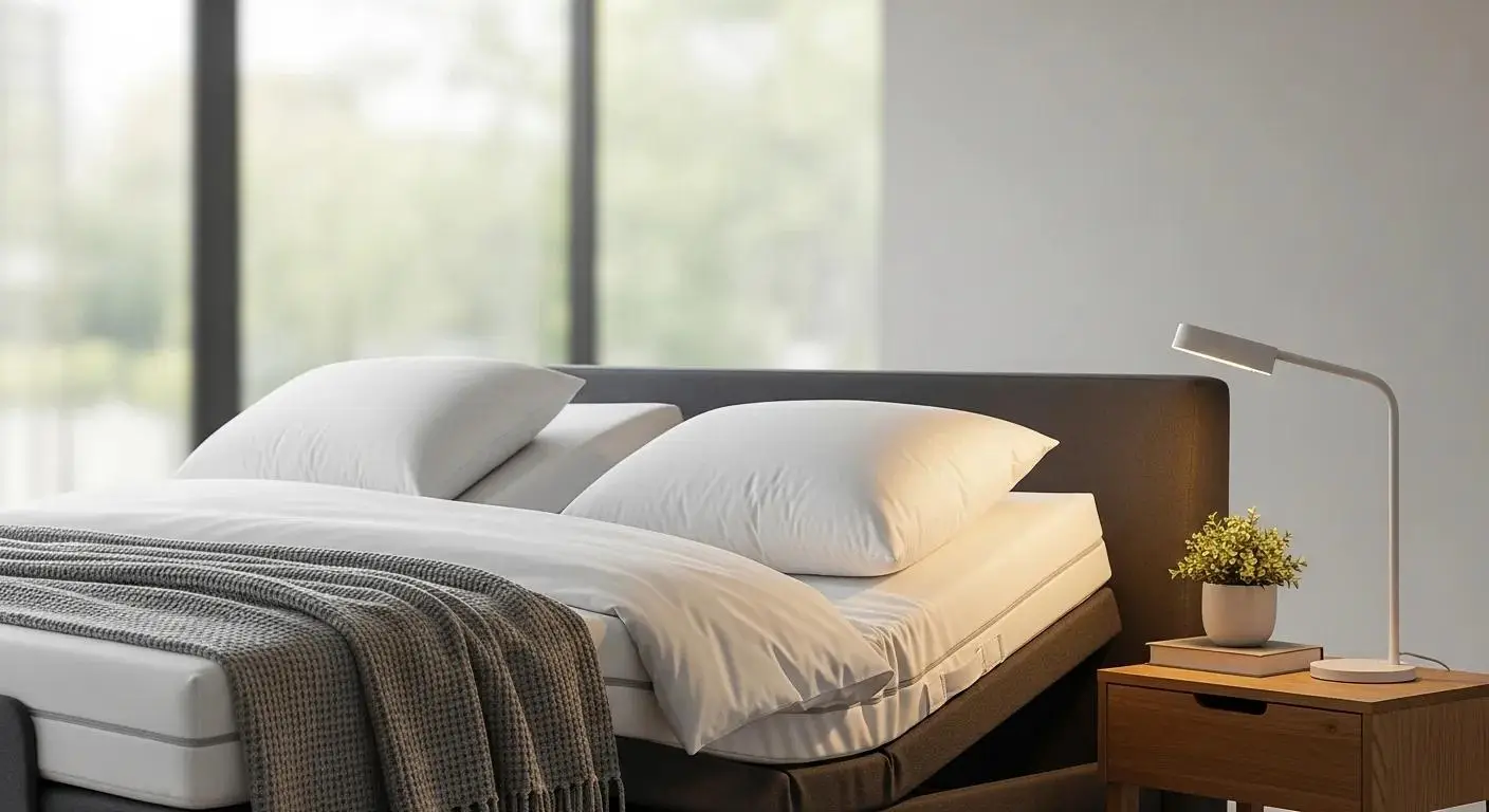 Adjustable bed base showing head and foot elevation for customizable comfort