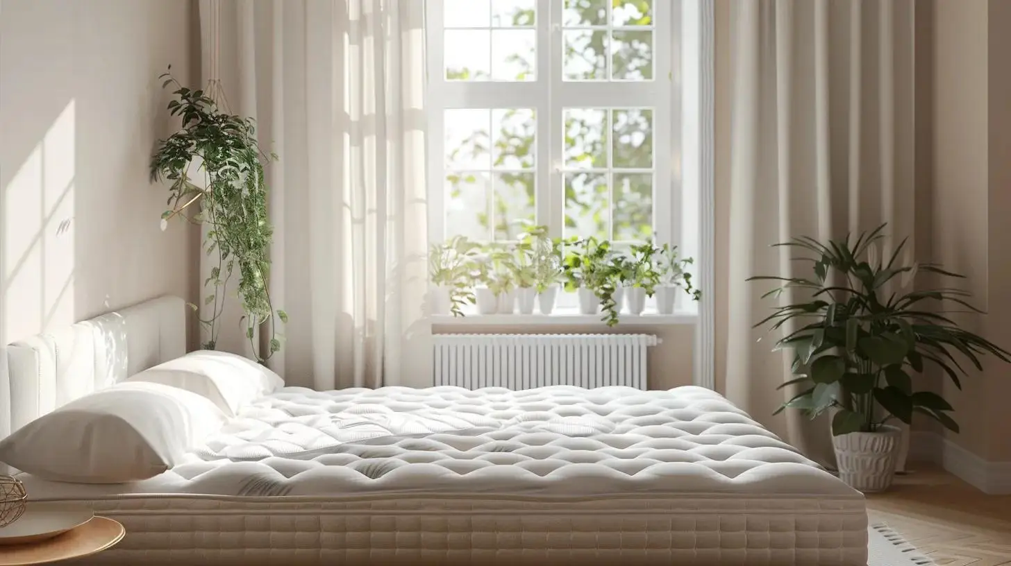 Comfortable modern mattress in a bright bedroom designed for better sleep