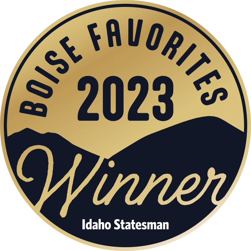 Boise Favorites 2023 Winner badge featuring gold and black design, highlighting Boise Mattress as a top choice recognized by Idaho Statesman.